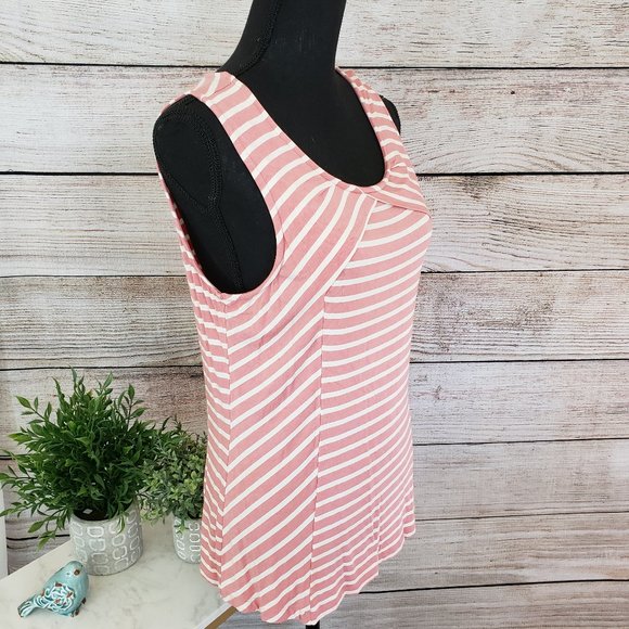 WILLI SMITH CORAL AND CREAM STRIPED TOP - LARGE - Picture 7 of 9